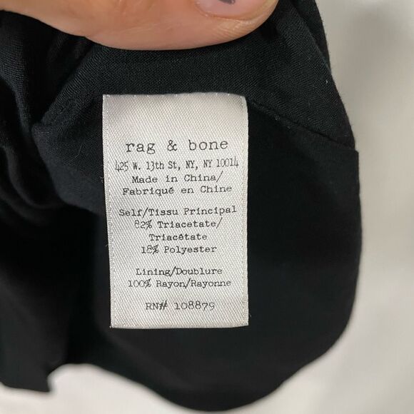 Rag & Bone Black 3/4 Sleeve V Neck Sheath Dress with Lasercut Lines Detail - 2 - Picture 12 of 14